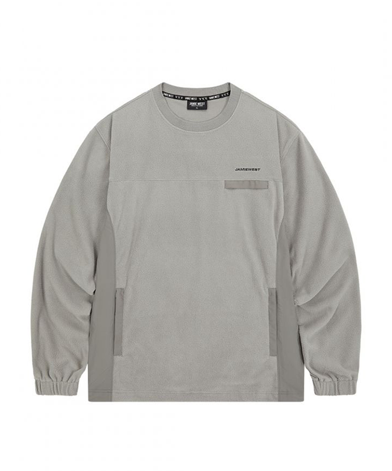 Jamie West Light Fleece Nylon Pocket Pullover - Gray