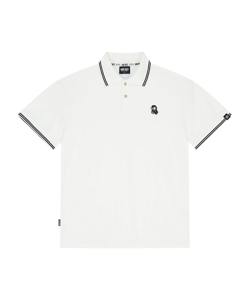 Jamie West Nick Stripe Collar Point Essential P-Shirts - White