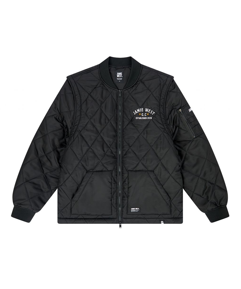 Jamie West Lettering Quilted Detachable Jumper - Black