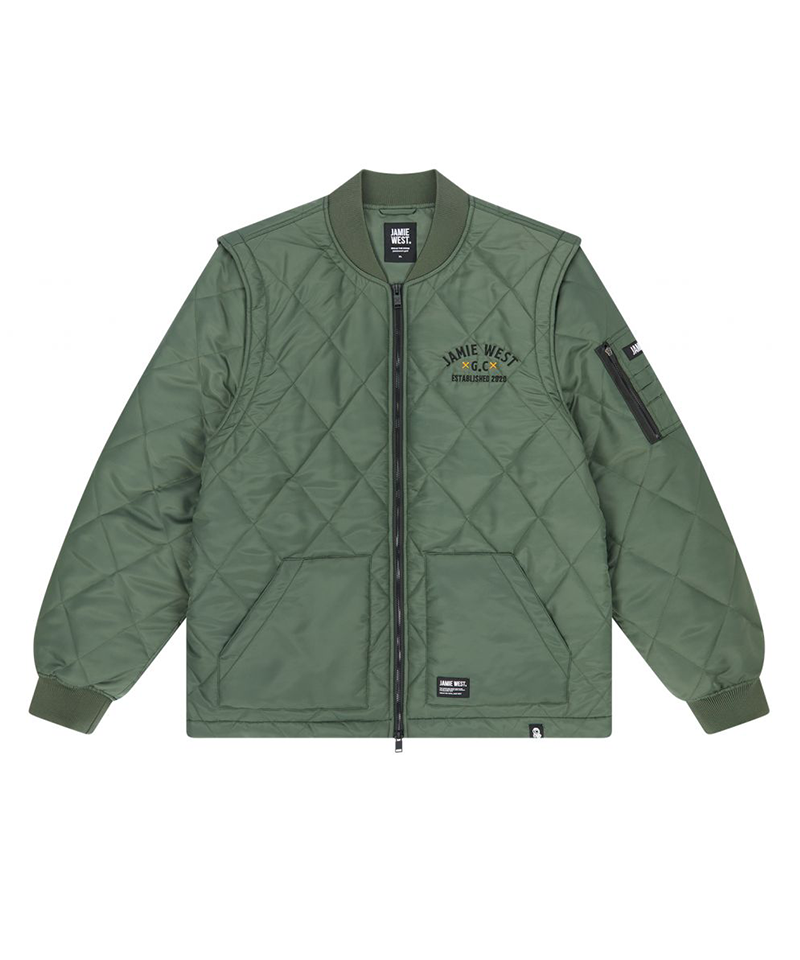 Jamie West Lettering Quilted Detachable Jumper - Green