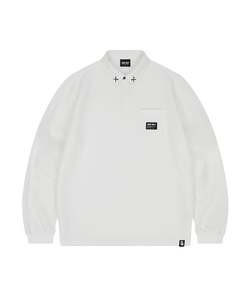 Jamie West Woven Pocket Point Collar T-Shirts - White