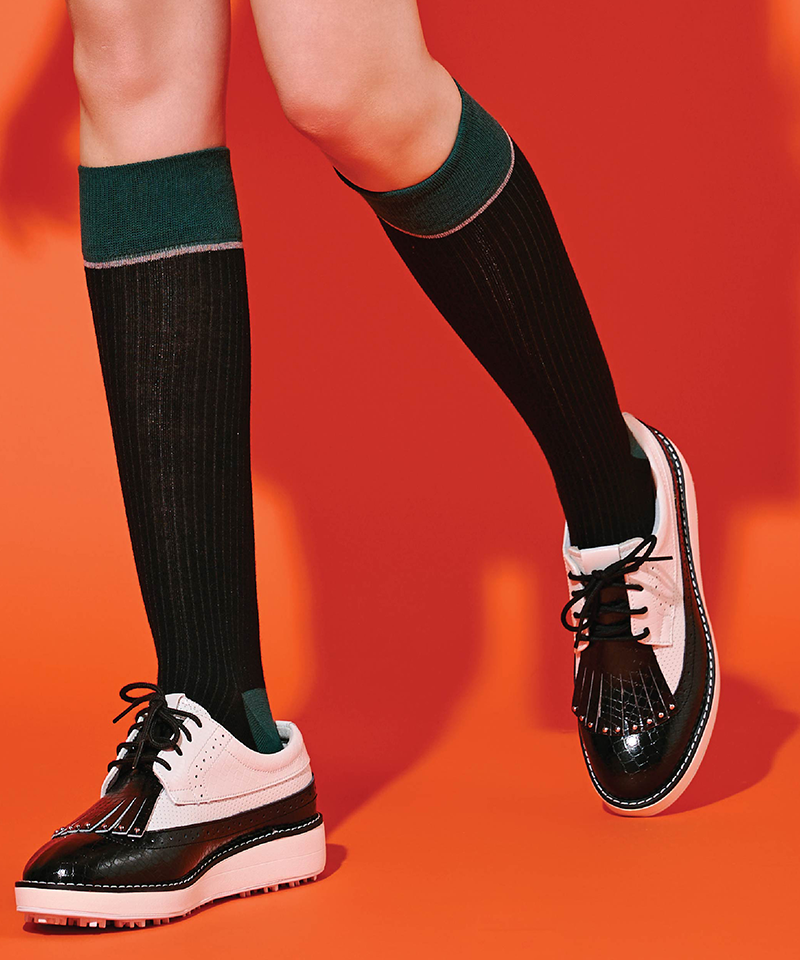 Wide-Banding Color-Block Knee Socks