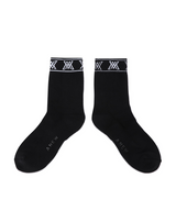Men's Stripe Logo Middle Socks - Black