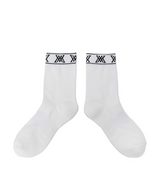 Men's Stripe Logo Middle Socks - White
