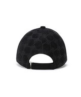 ANEW black suede-look cap back view with tonal monogram print and adjustable strap