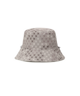 White logo mosaic reversible bucket golf hat, side view