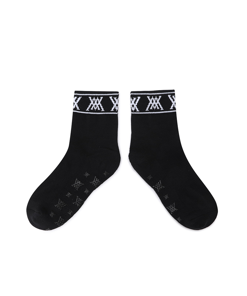 Women's Stripe Logo Middle Socks - Black