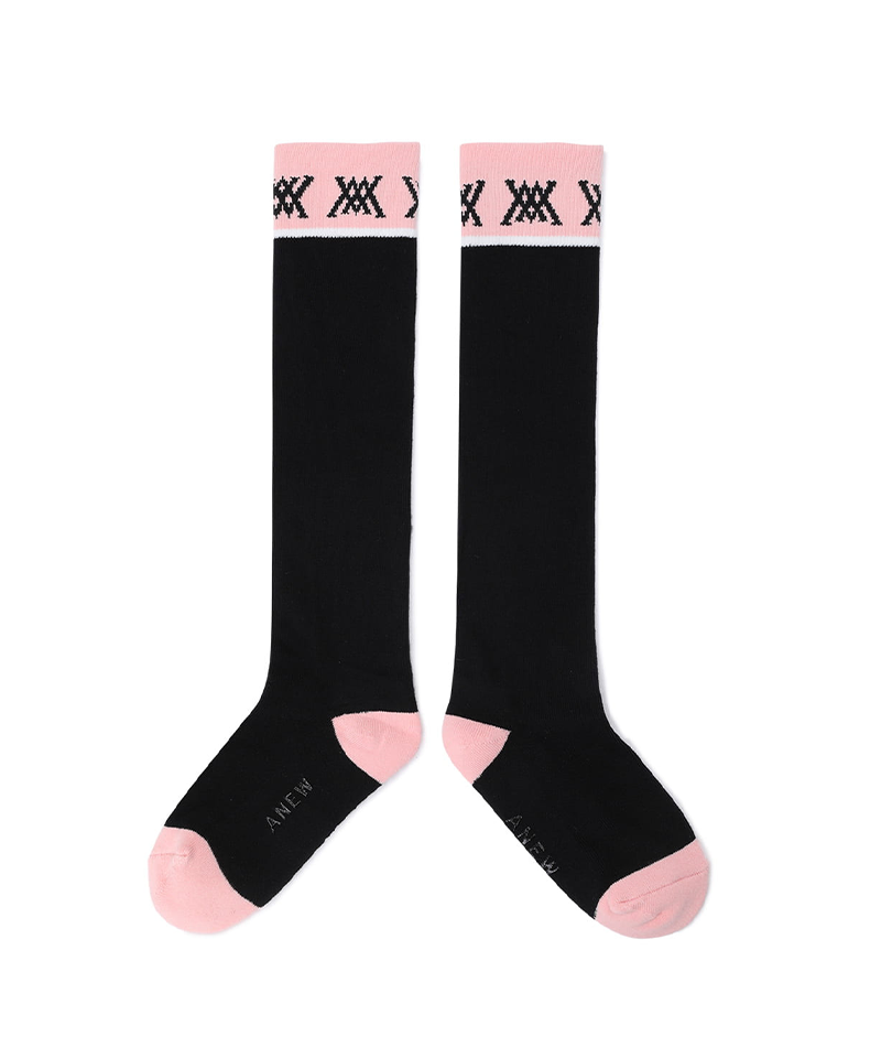Women's Color Block Knee Socks - Black