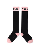 Women's Color Block Knee Socks - Black