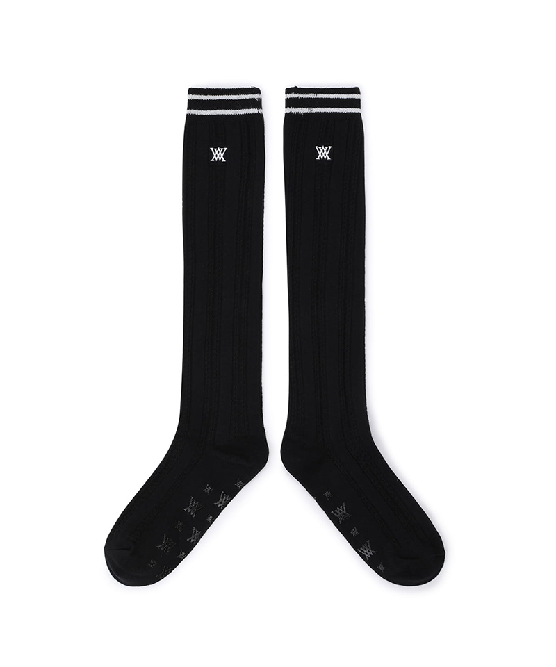 Women's Shiny Knee Socks - Black
