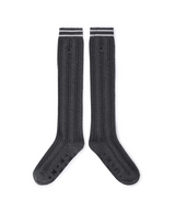 Women's Shiny Knee Socks - Dark Grey