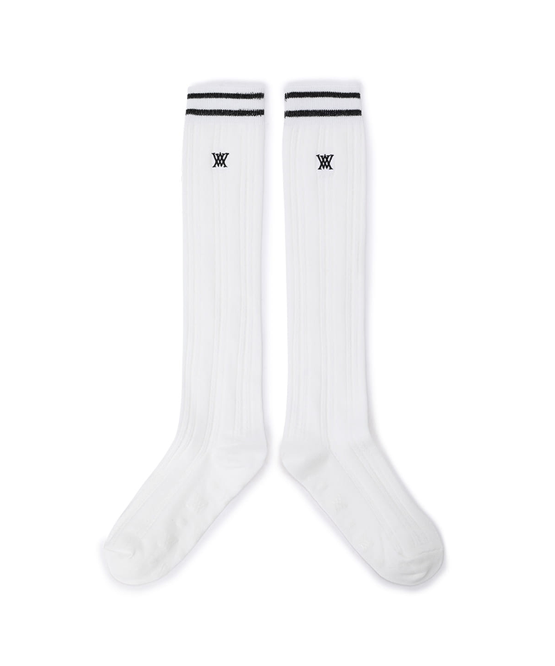 Women's Shiny Knee Socks - White