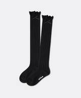 UTAA Women's Laurel Frill Ribbon Knee Socks - Black