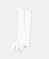 UTAA Women's Laurel Frill Ribbon Knee Socks - White