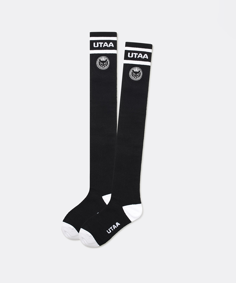 UTAA Women's Ring Panther Line Color Knee Socks - Black