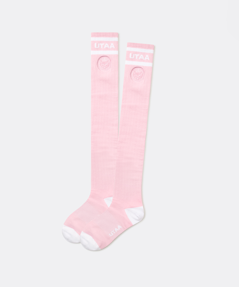 UTAA Women's Ring Panther Line Color Knee Socks - Light Pink