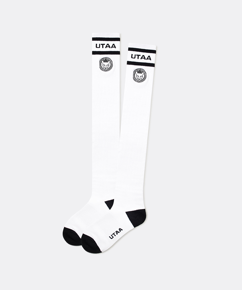UTAA Women's Ring Panther Line Color Knee Socks - White