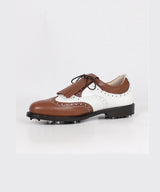 Giclee Unisex Classy Combi Premium Leather Golf Shoes - Brown