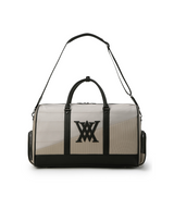 Unisex Fabric Mix Boston Bag - Beige
