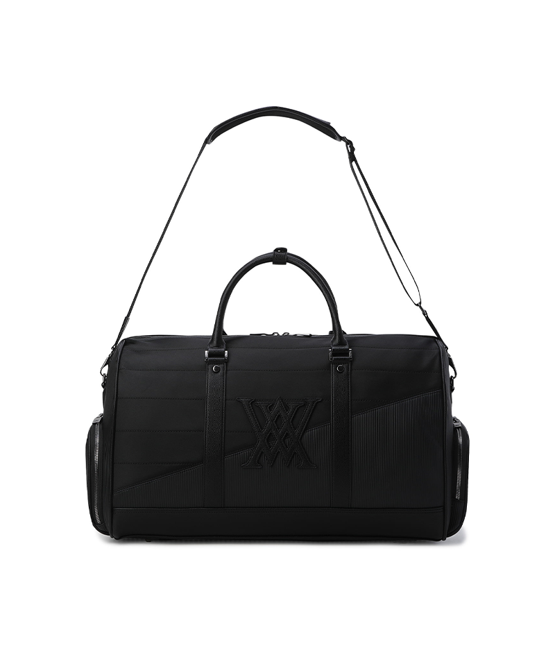 Unisex Fabric Mix Boston Bag - Black