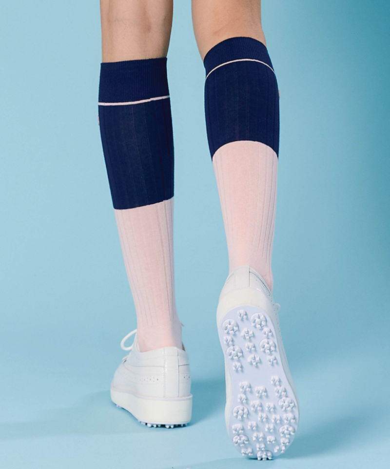 Orange Label Color Blocking Knee Socks - 4 Colors