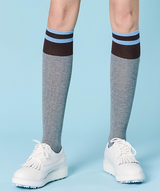 Orange Label Two-Tone Color Blocking Knee Socks - Gray