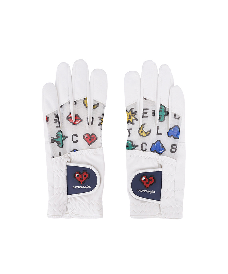 Castelbajac Women's Printed Mesh Gloves - White