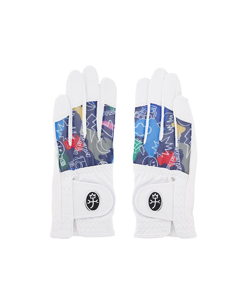 Castelbajac Women's Printed Perforated Gloves - Navy