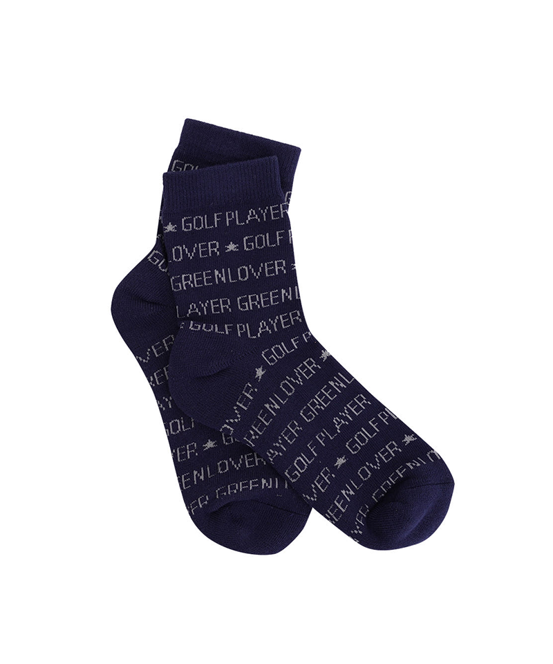 Castelbajac Men's Lettering Pattern Point Mid-calf Socks - Navy