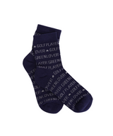 Castelbajac Men's Lettering Pattern Point Mid-calf Socks - Navy