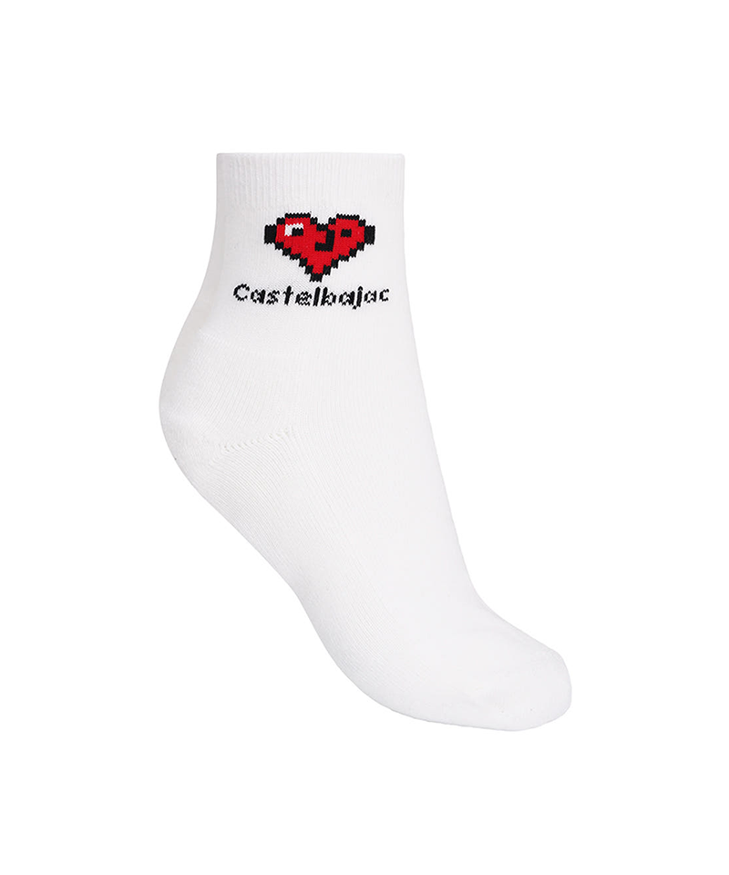 Castelbajac Women's Heart Point Mid-calf Socks - White