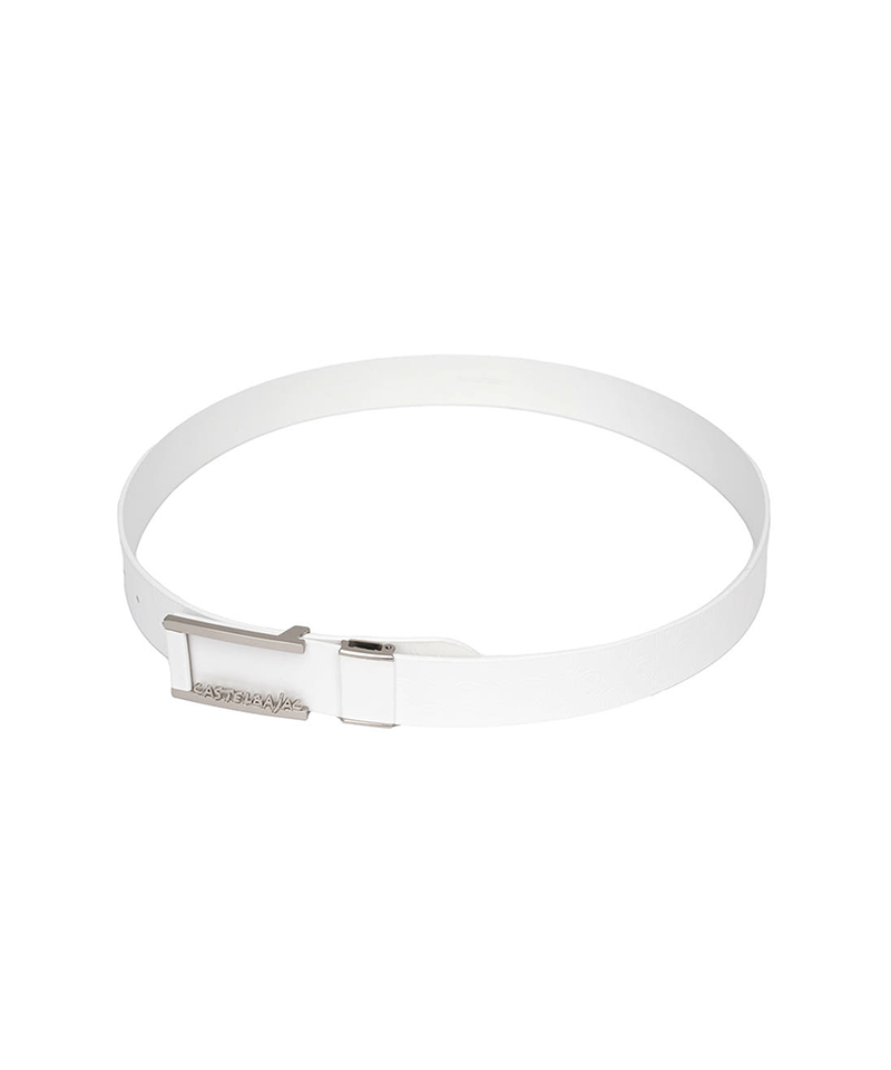 Castelbajac Men's Embossed Buckle Belt - White