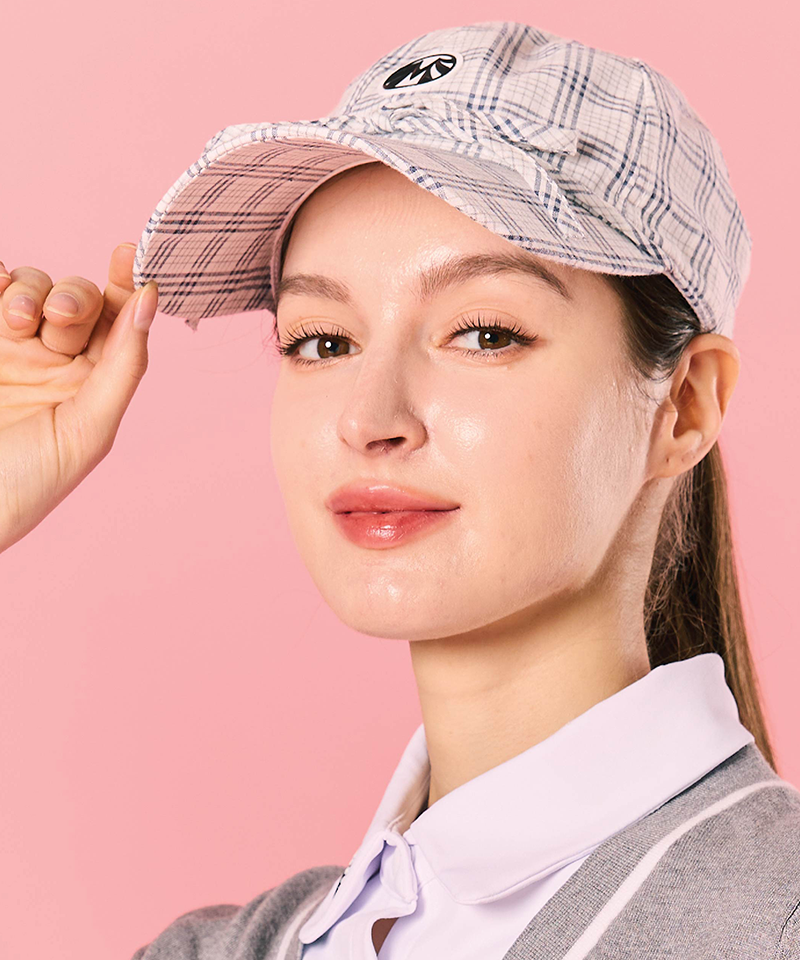 Hexagonal Pattern Cotton Ribbon Hat - Gray