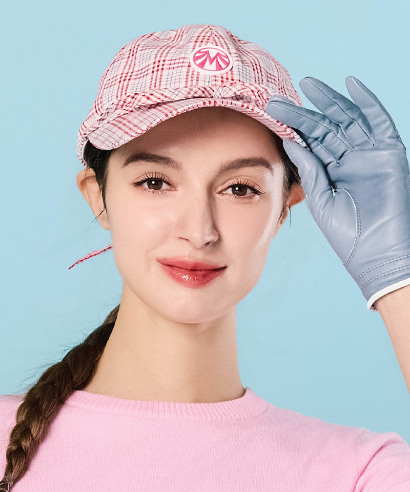 Hexagonal Pattern Cotton Ribbon Bucket Hat - Pink