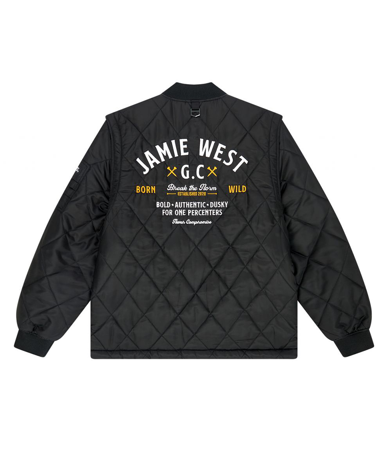 Jamie West Lettering Quilted Detachable Jumper - Black