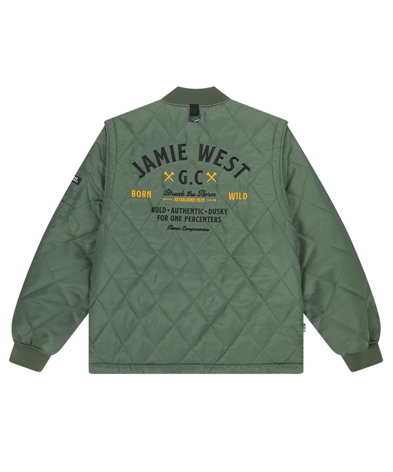 Jamie West Lettering Quilted Detachable Jumper - Green