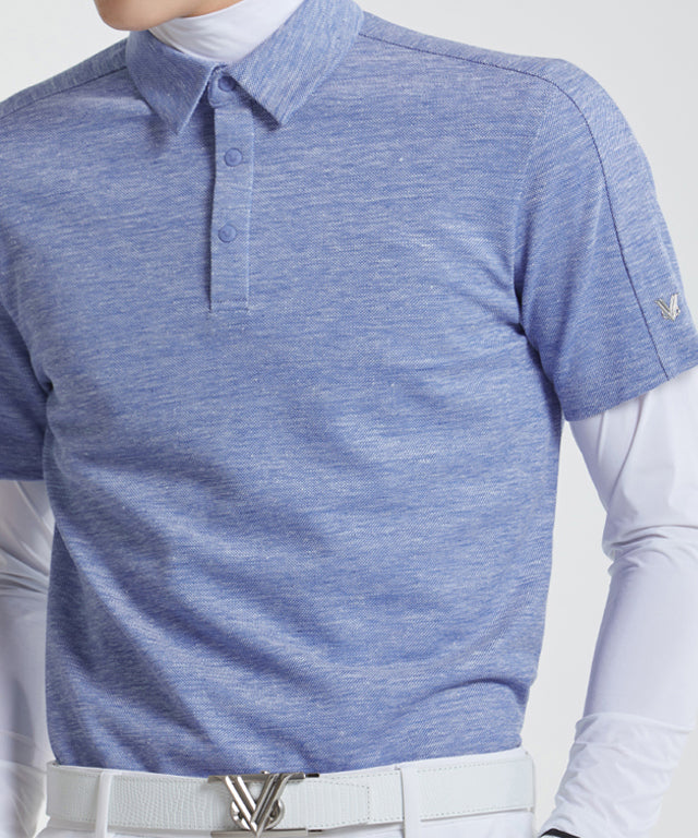 Normandy Linen Collar T-Shirt - Blue