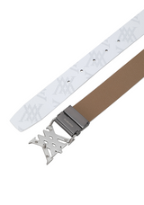 Men's Two Way Pattern Belt - White