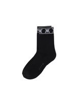 Men's Stripe Logo Middle Socks - Black