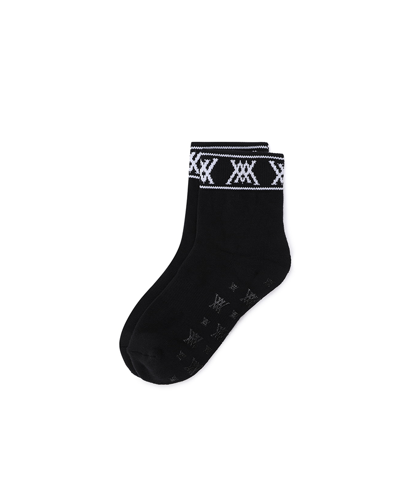 Women's Stripe Logo Middle Socks - Black