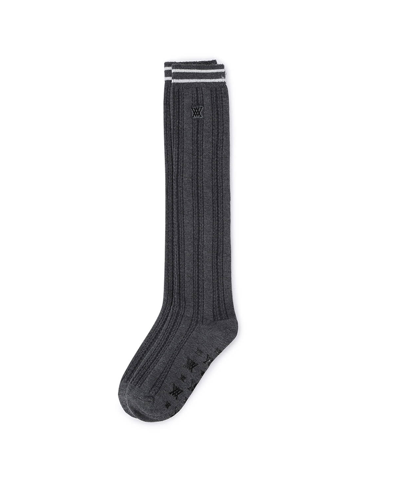 Women's Shiny Knee Socks - Dark Grey