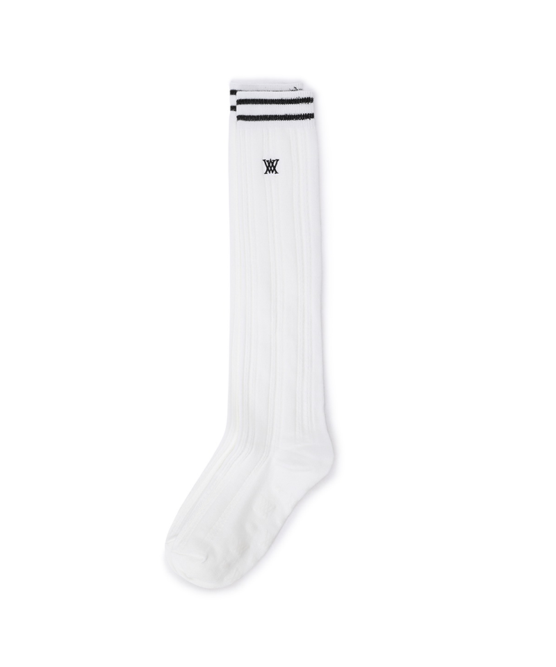 Women's Shiny Knee Socks - White