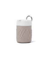 Beige color block two ball golf case, side view