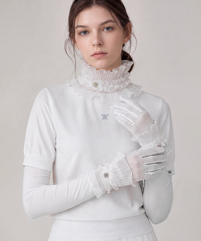Women's Frill Neck Cover - White
