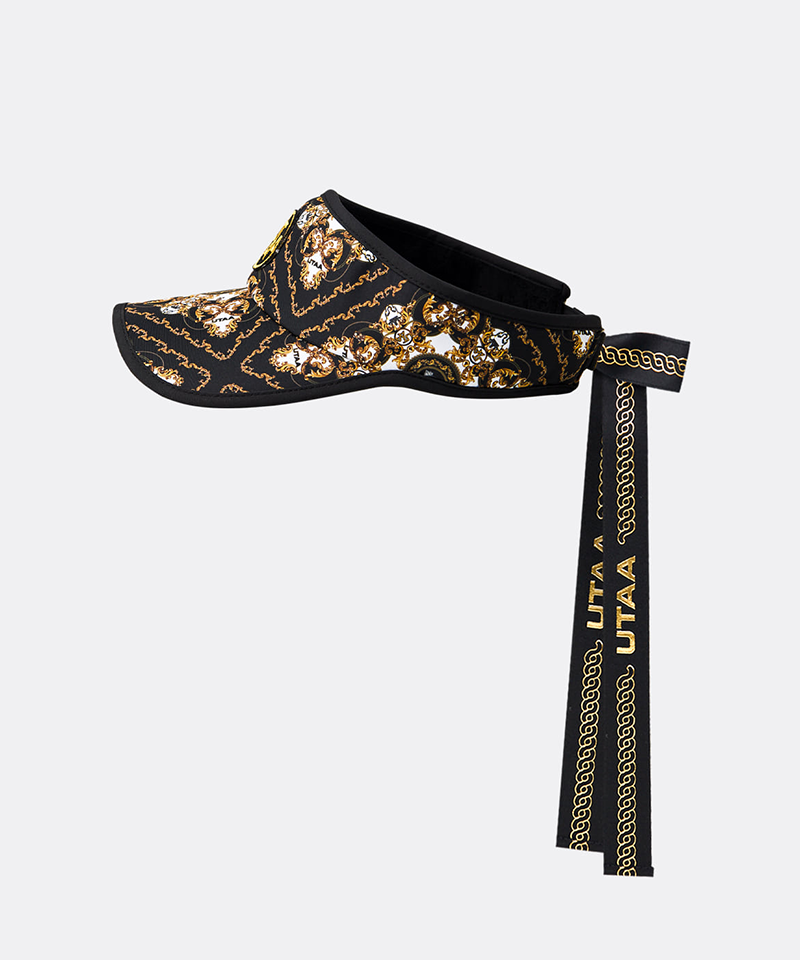 UTAA Women's Midnight Panther Baroque Ribbon Sun Visor - Black