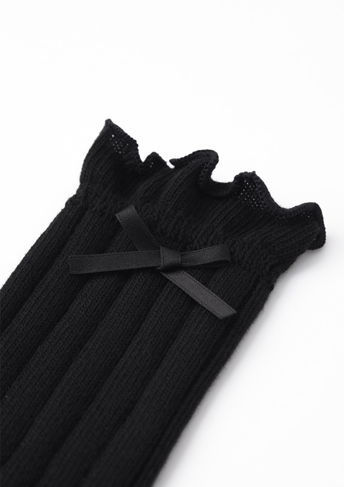 UTAA Women's Laurel Frill Ribbon Knee Socks - Black