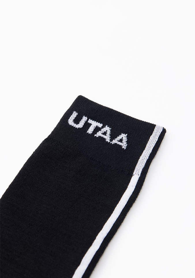 UTAA Women's Muted Shade Color Line Over Knee Socks - Black