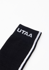 UTAA Women's Muted Shade Color Line Over Knee Socks - Black