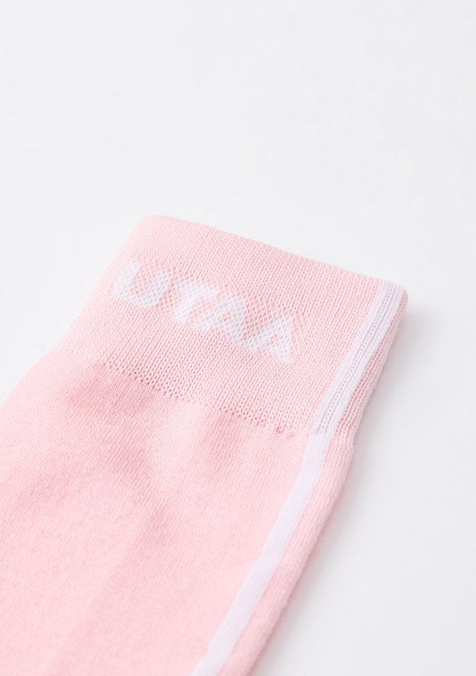 UTAA Women's Muted Shade Color Line Over Knee Socks - Light Pink