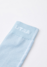 UTAA Women's Muted Shade Color Line Over Knee Socks - Sky Blue